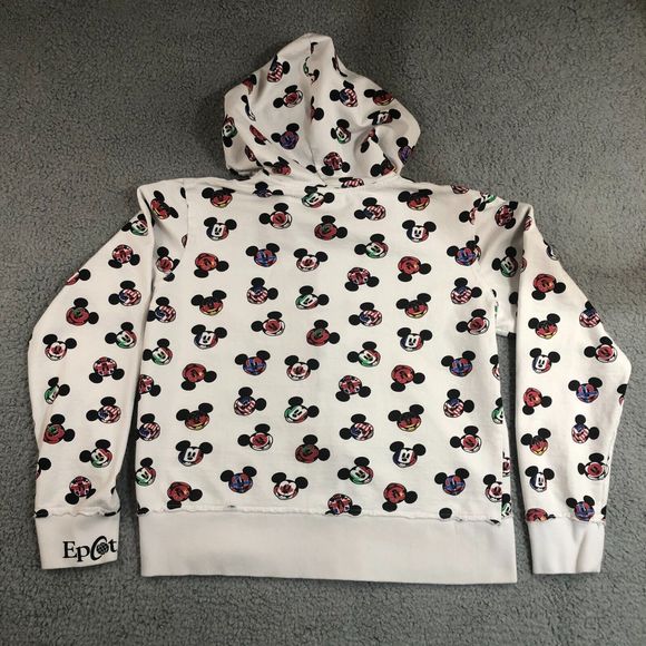 Disney World Sweater Girl Extra Large White Mickey Mouse Allover Print Hoodie - Picture 5 of 7